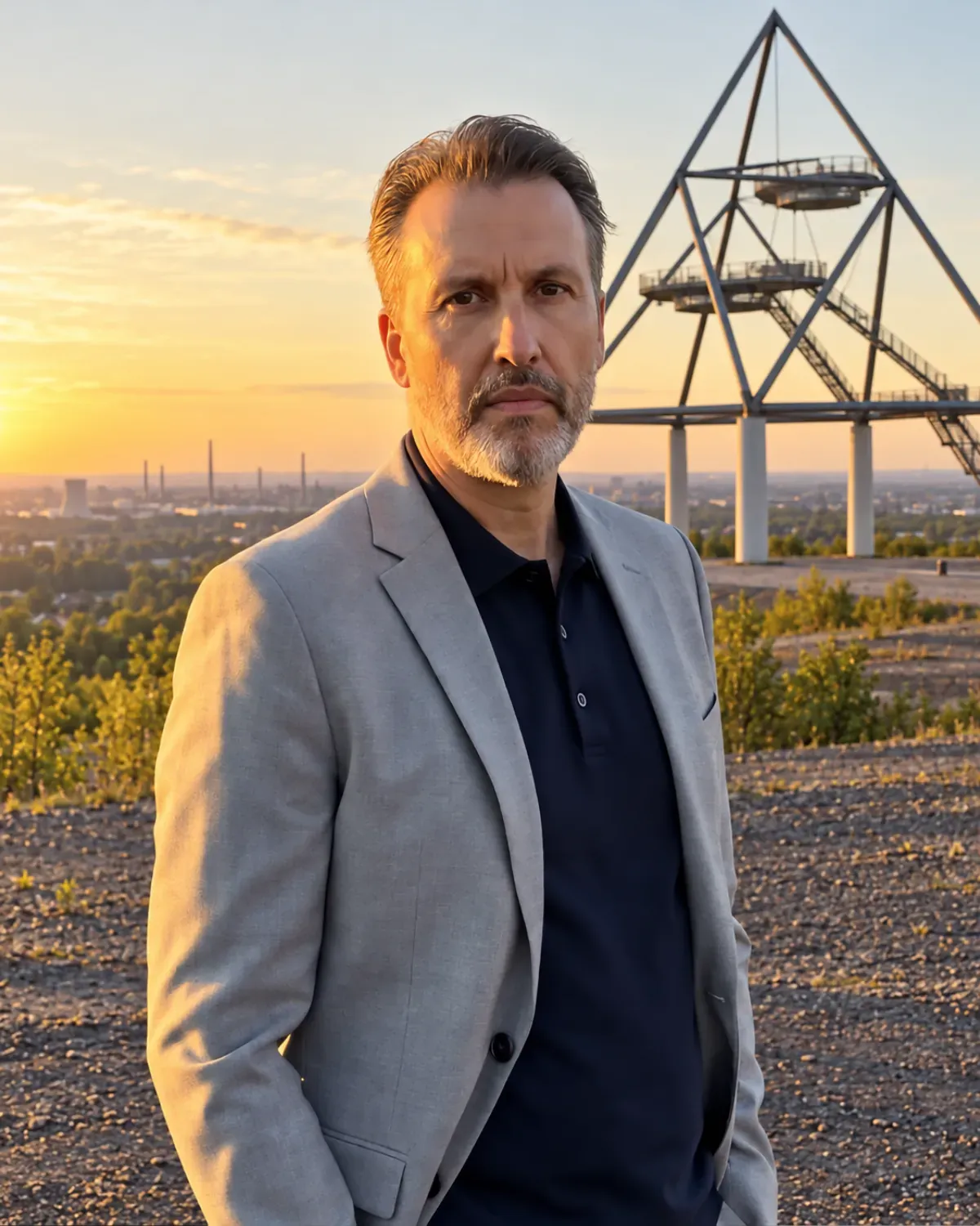 Oliver Brandt, Geschäftsführer von INCO DIGITAL, vor dem Tetraeder in Bottrop